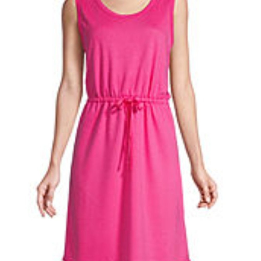 BLACK Drawstring waist sleeveless dress